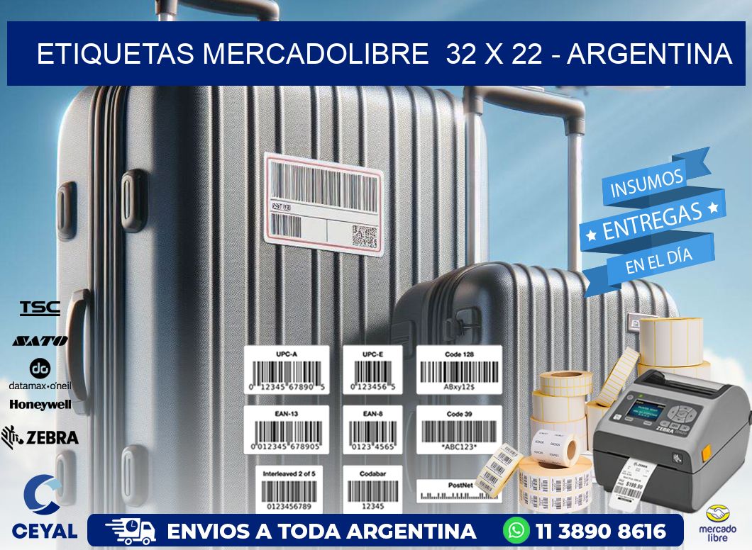 ETIQUETAS MERCADOLIBRE  32 x 22 - ARGENTINA