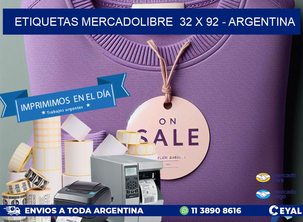 ETIQUETAS MERCADOLIBRE  32 x 92 - ARGENTINA