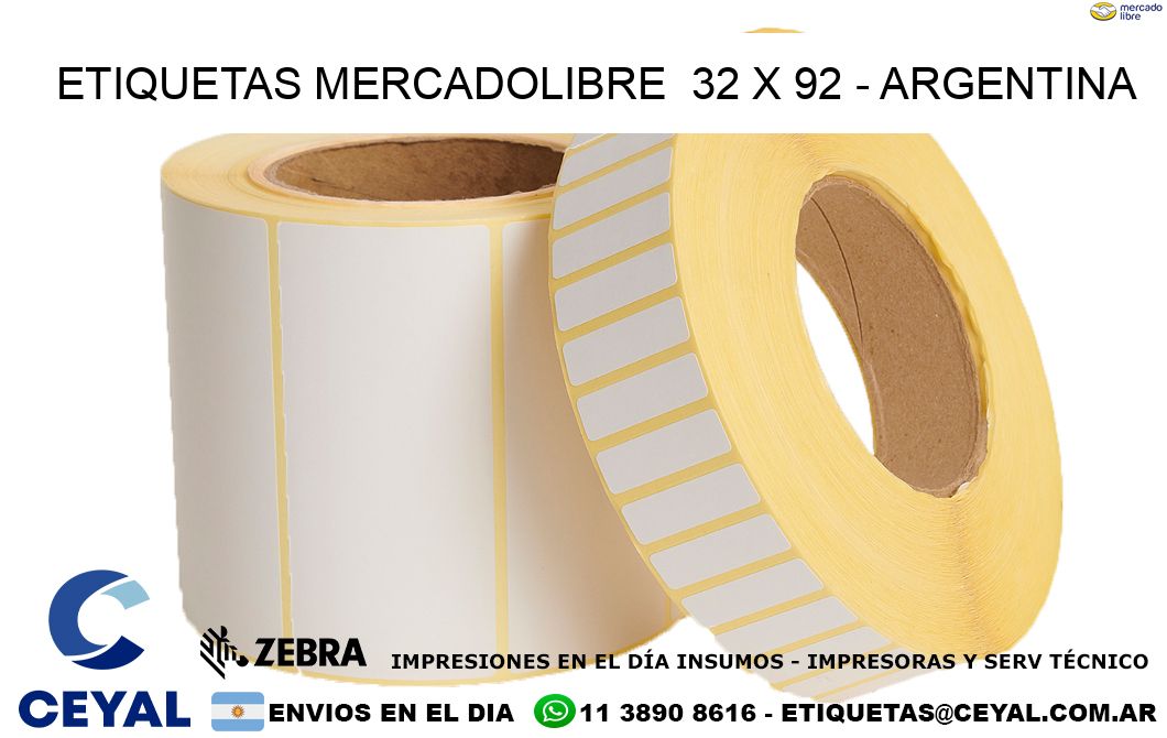 ETIQUETAS MERCADOLIBRE  32 x 92 - ARGENTINA