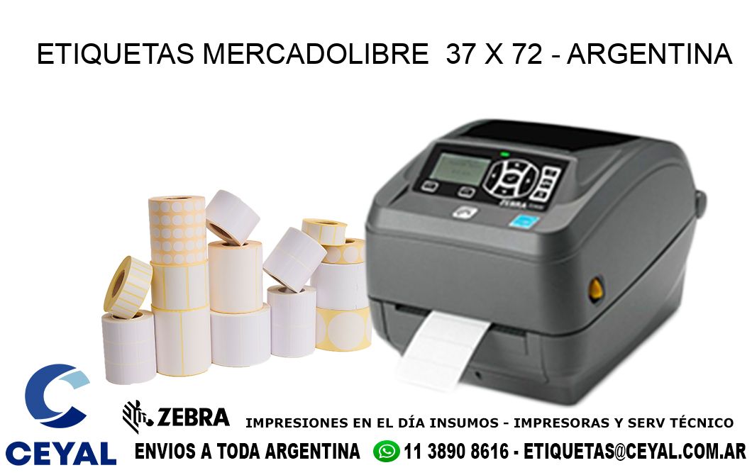 ETIQUETAS MERCADOLIBRE  37 x 72 - ARGENTINA