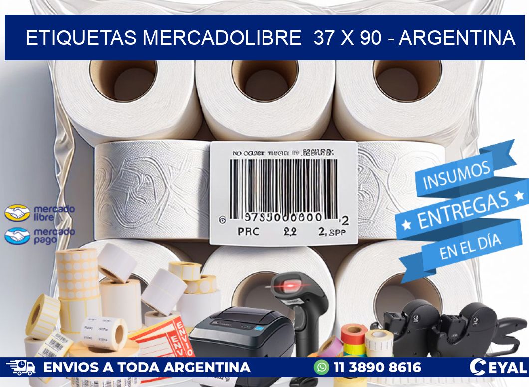 ETIQUETAS MERCADOLIBRE  37 x 90 - ARGENTINA