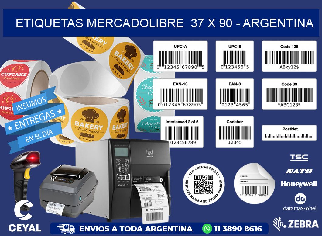 ETIQUETAS MERCADOLIBRE  37 x 90 - ARGENTINA