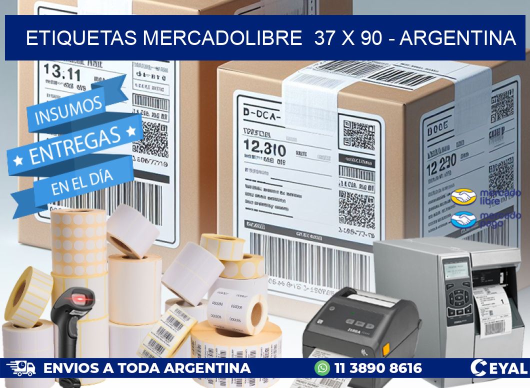 ETIQUETAS MERCADOLIBRE  37 x 90 - ARGENTINA