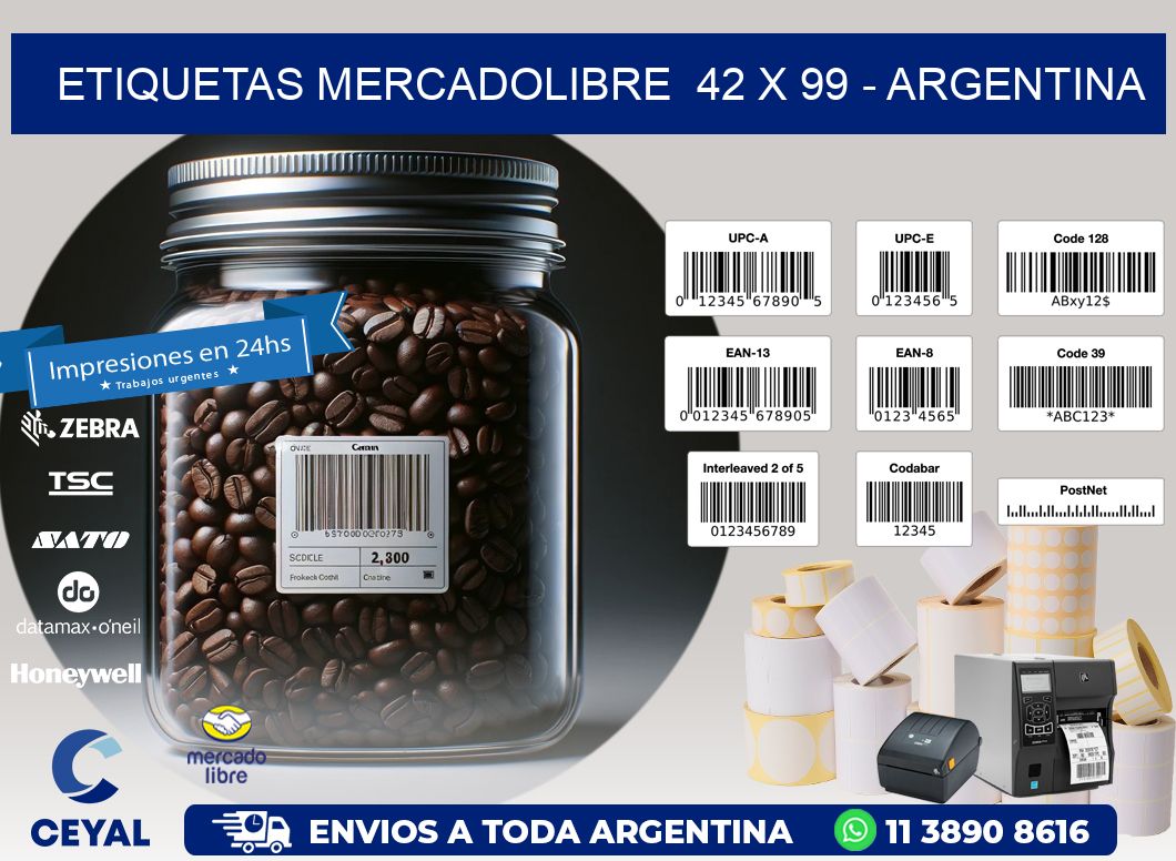 ETIQUETAS MERCADOLIBRE  42 x 99 - ARGENTINA