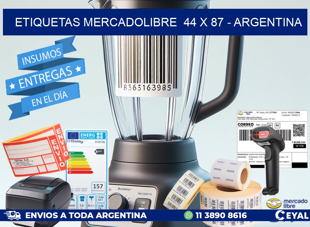 ETIQUETAS MERCADOLIBRE  44 x 87 - ARGENTINA