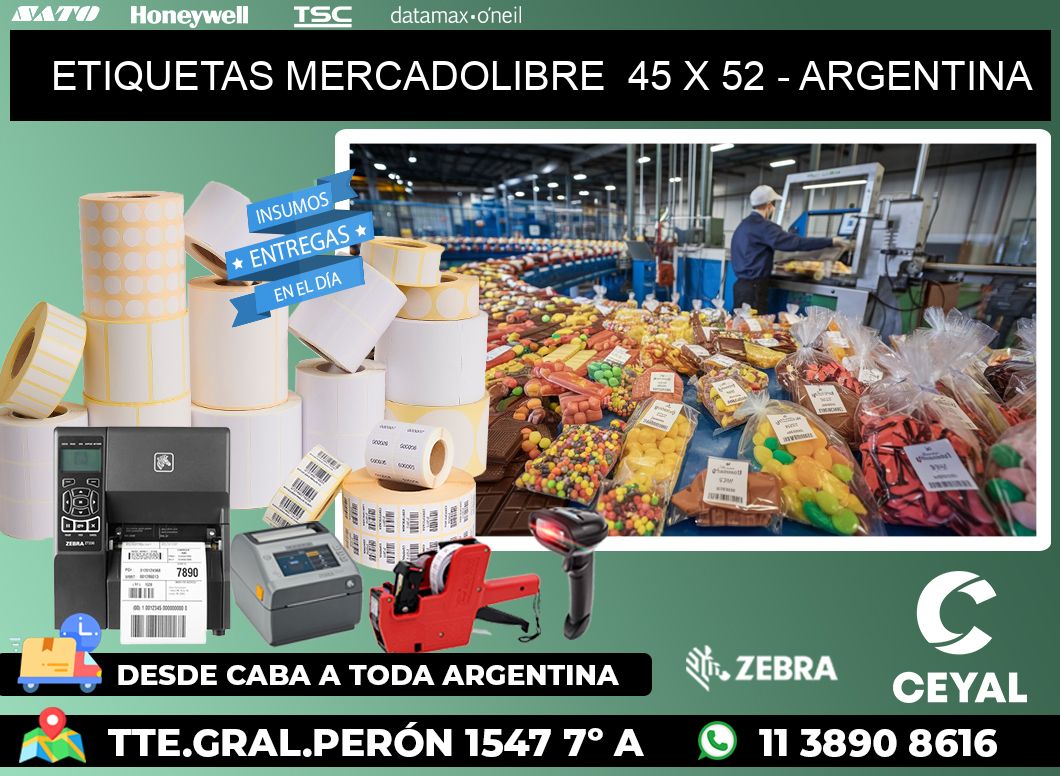 ETIQUETAS MERCADOLIBRE  45 x 52 - ARGENTINA