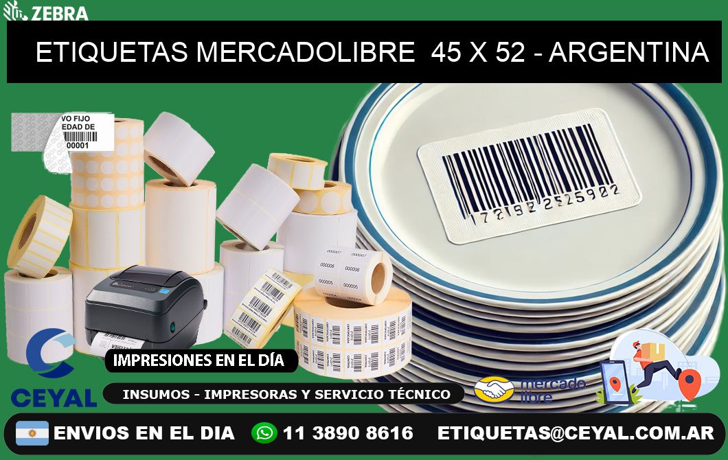 ETIQUETAS MERCADOLIBRE  45 x 52 - ARGENTINA