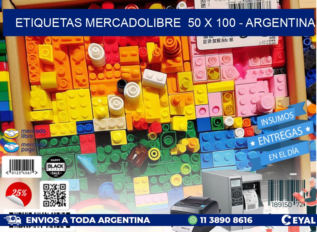 ETIQUETAS MERCADOLIBRE  50 x 100 - ARGENTINA