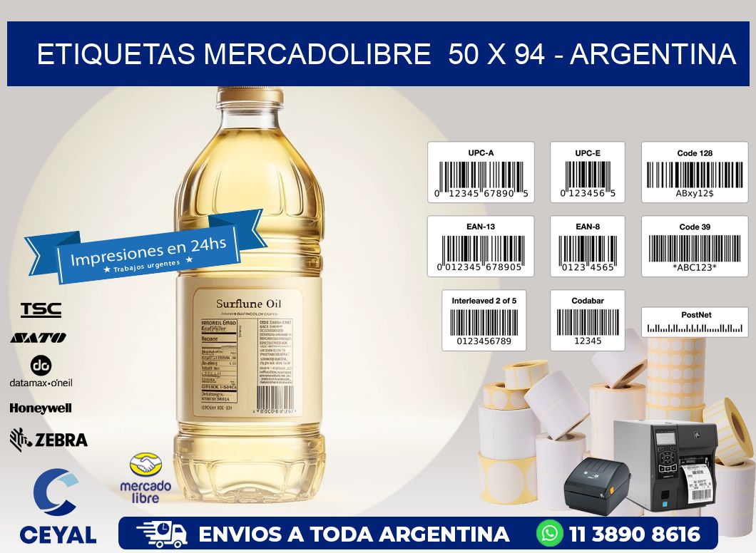 ETIQUETAS MERCADOLIBRE  50 x 94 - ARGENTINA