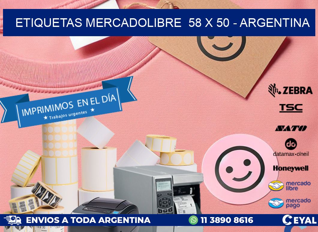 ETIQUETAS MERCADOLIBRE 58 x 50 - ARGENTINA