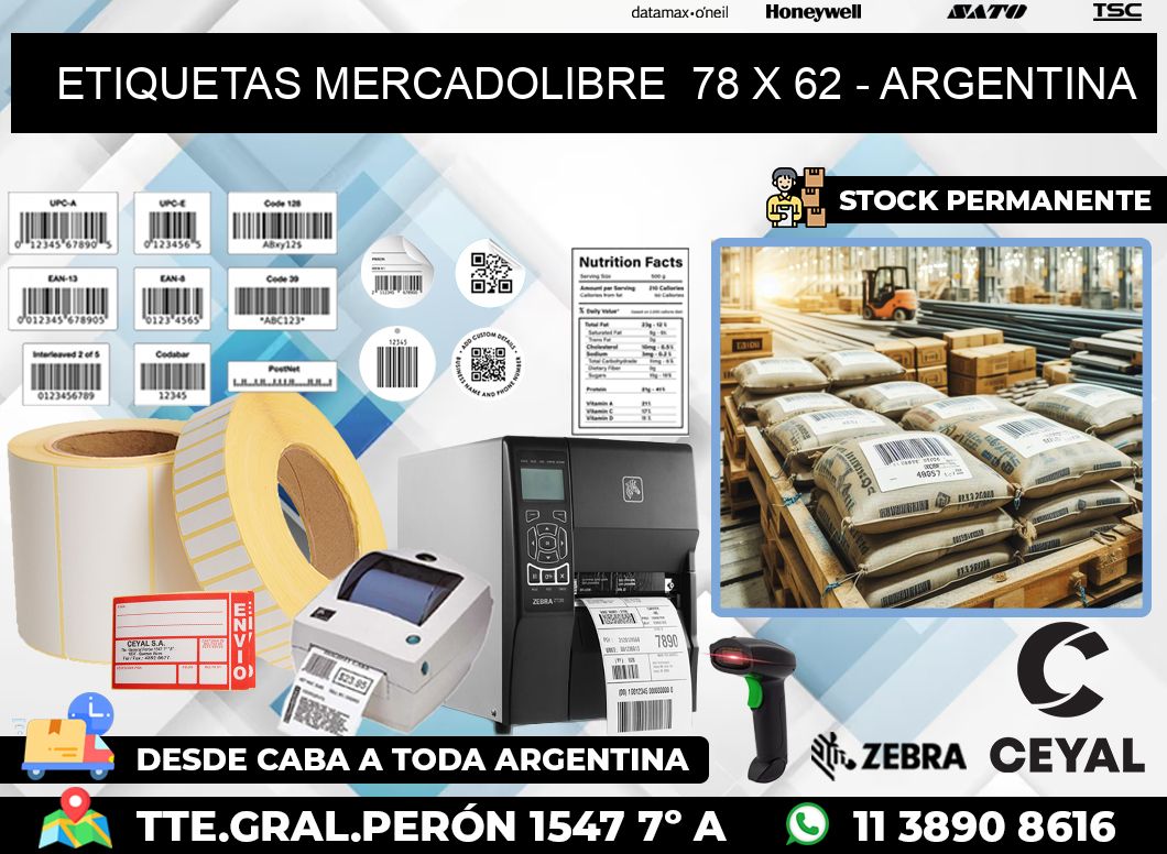 ETIQUETAS MERCADOLIBRE  78 x 62 – ARGENTINA