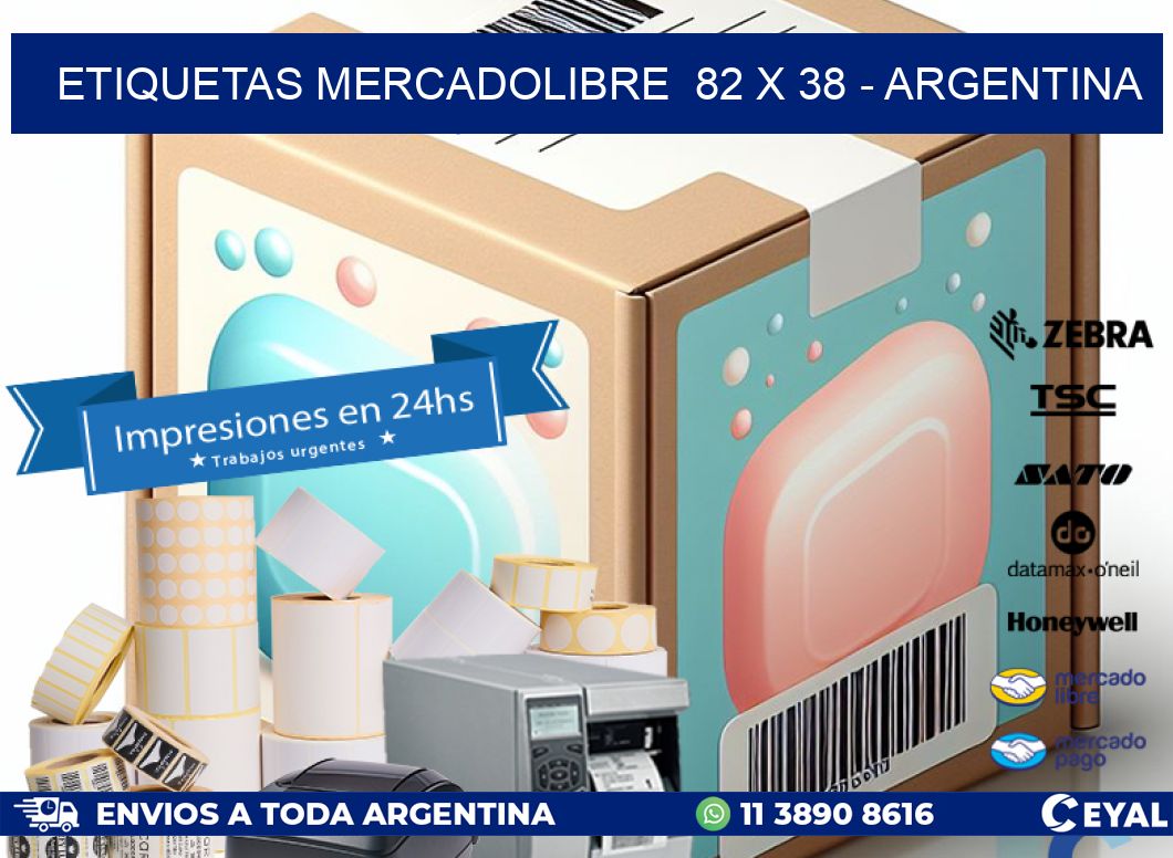 ETIQUETAS MERCADOLIBRE  82 x 38 - ARGENTINA