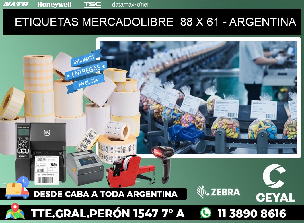ETIQUETAS MERCADOLIBRE 88 x 61 - ARGENTINA