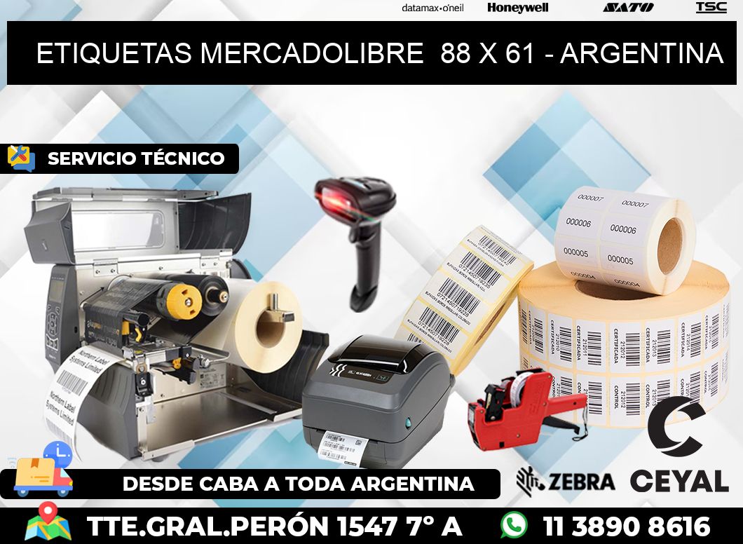 ETIQUETAS MERCADOLIBRE 88 x 61 - ARGENTINA