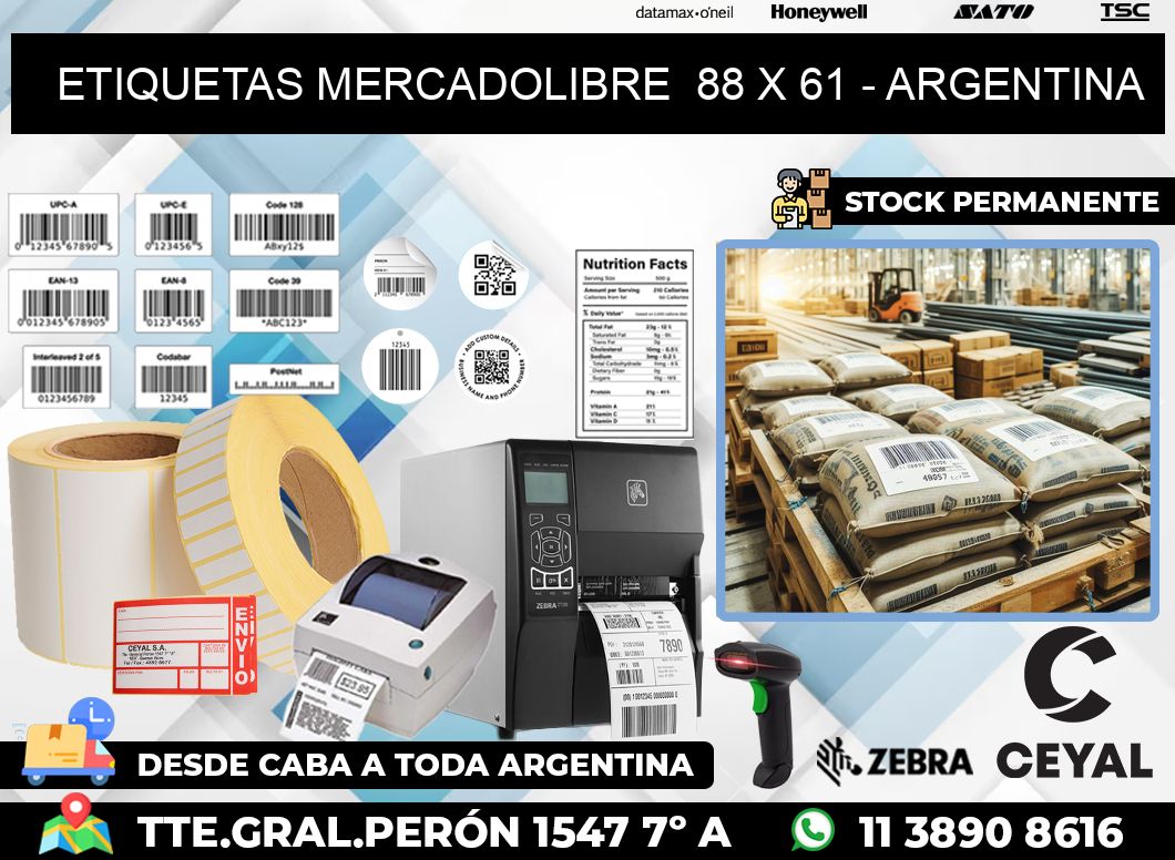 ETIQUETAS MERCADOLIBRE  88 x 61 – ARGENTINA