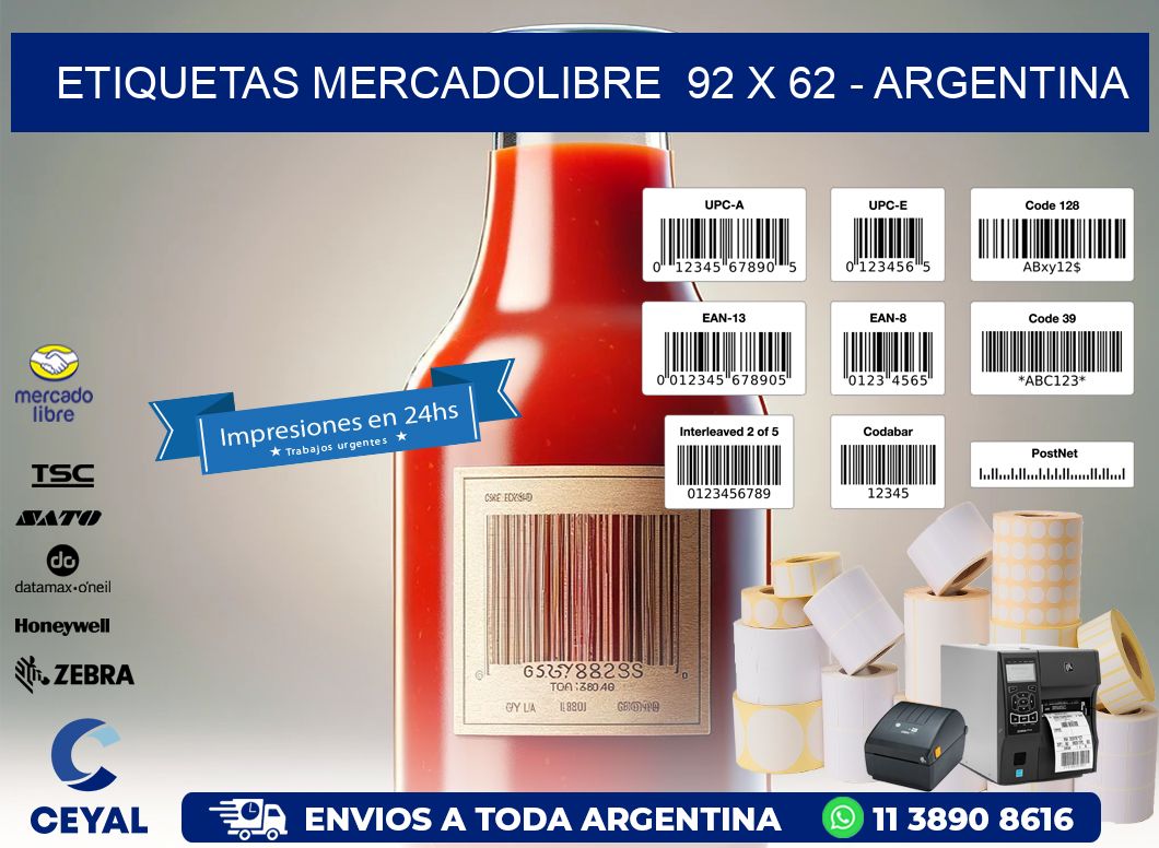 ETIQUETAS MERCADOLIBRE  92 x 62 - ARGENTINA