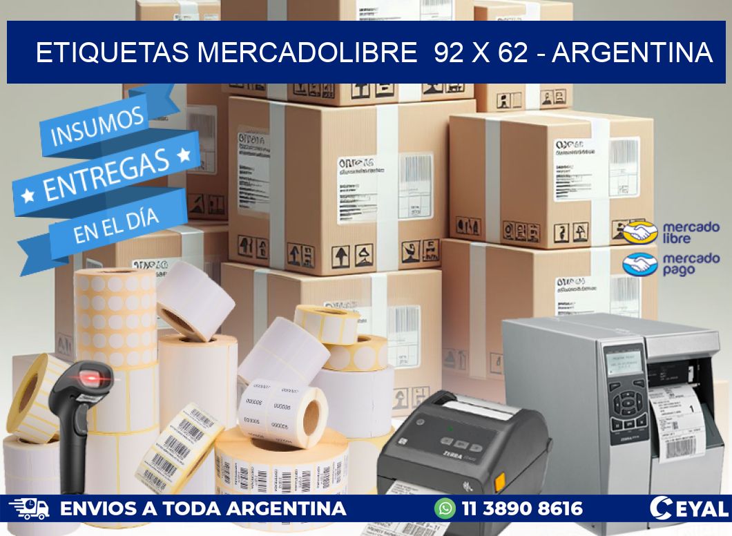 ETIQUETAS MERCADOLIBRE 92 x 62 - ARGENTINA