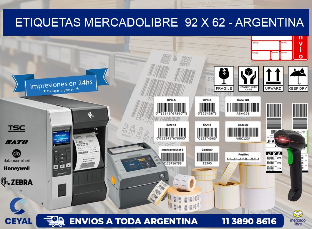 ETIQUETAS MERCADOLIBRE 92 x 62 - ARGENTINA