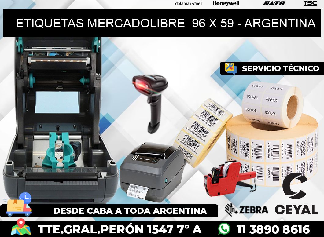 ETIQUETAS MERCADOLIBRE  96 x 59 - ARGENTINA