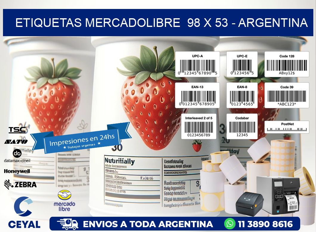 ETIQUETAS MERCADOLIBRE  98 x 53 - ARGENTINA