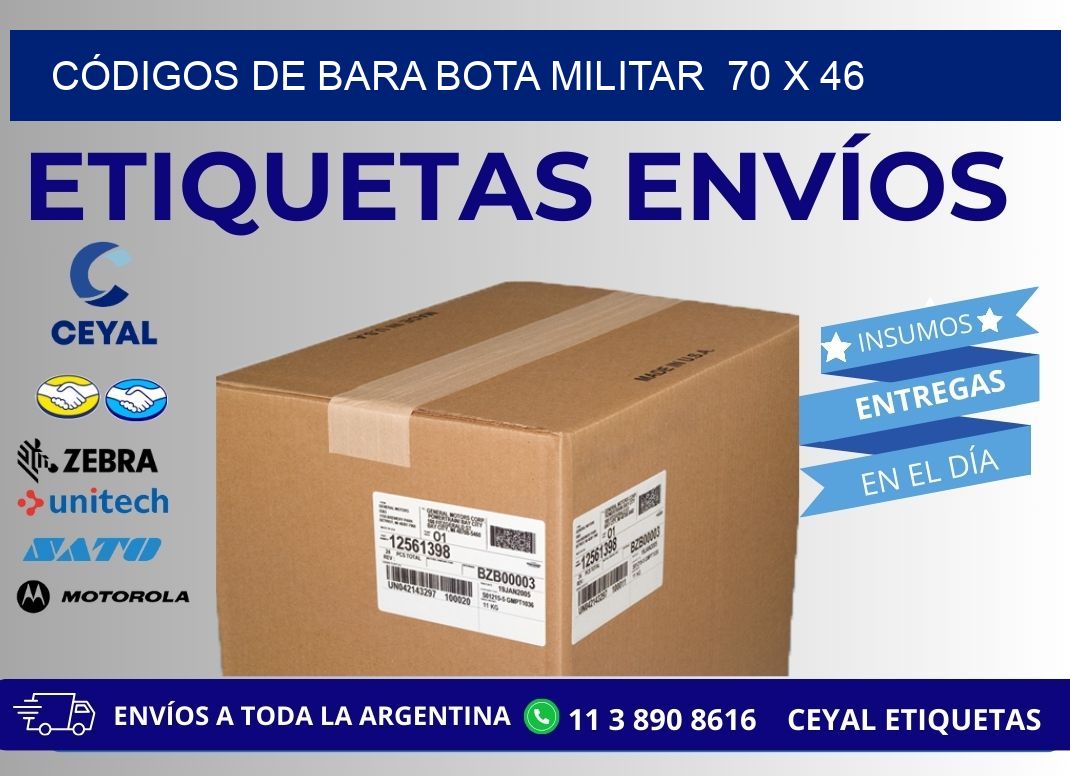 CÓDIGOS DE BARA BOTA MILITAR  70 x 46