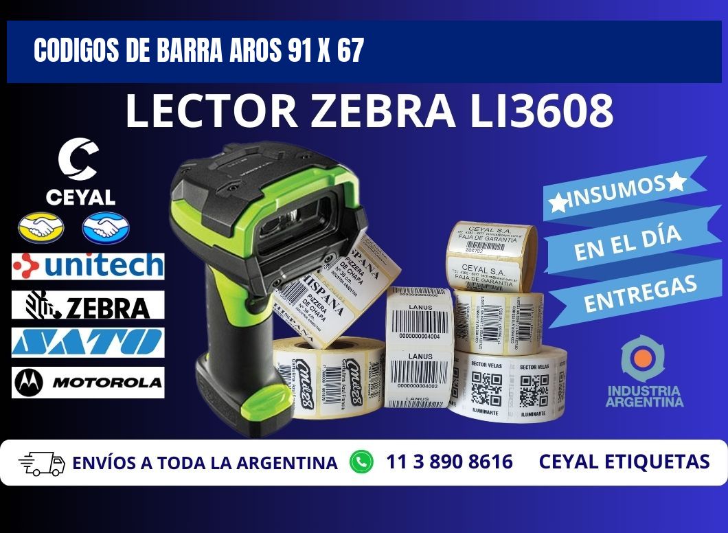 CODIGOS DE BARRA AROS 91 x 67