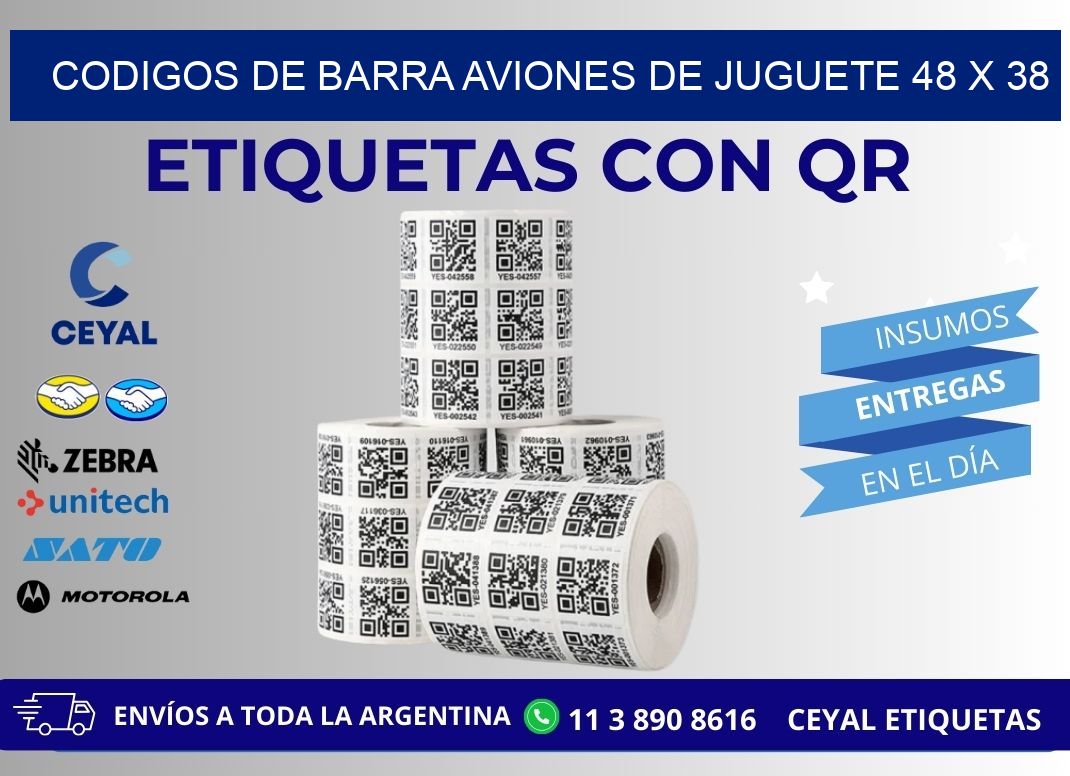 CODIGOS DE BARRA AVIONES DE JUGUETE 48 x 38