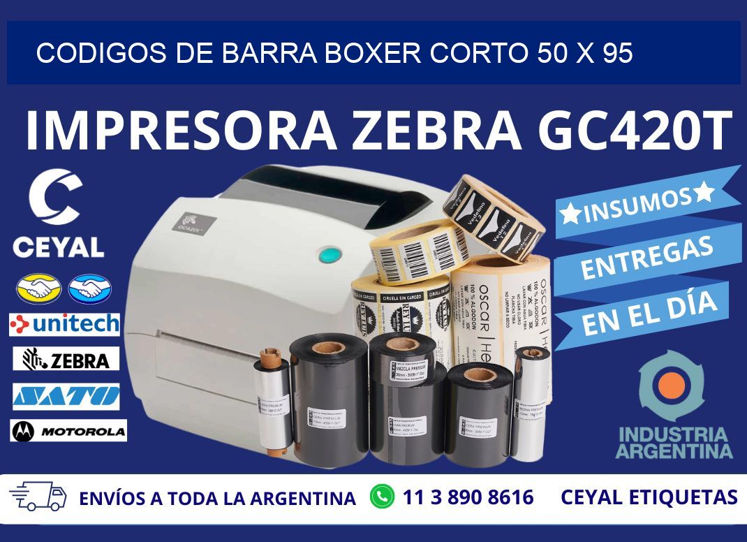 CODIGOS DE BARRA BOXER CORTO 50 x 95