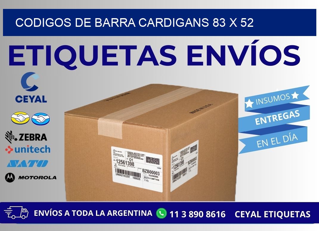 CODIGOS DE BARRA CARDIGANS 83 x 52