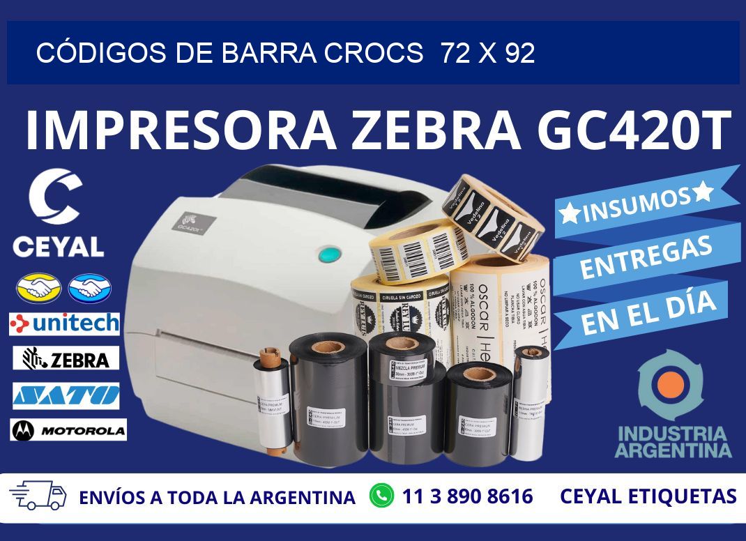 CÓDIGOS DE BARRA CROCS  72 x 92