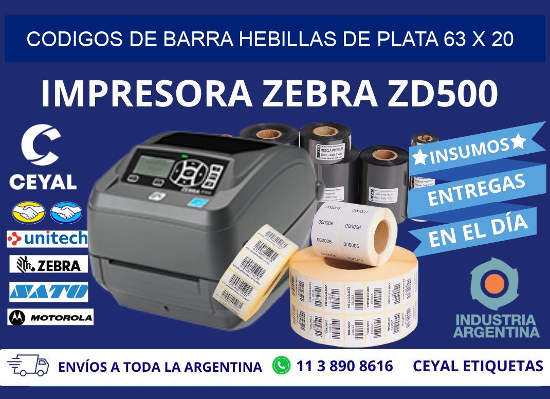 CODIGOS DE BARRA HEBILLAS DE PLATA 63 x 20