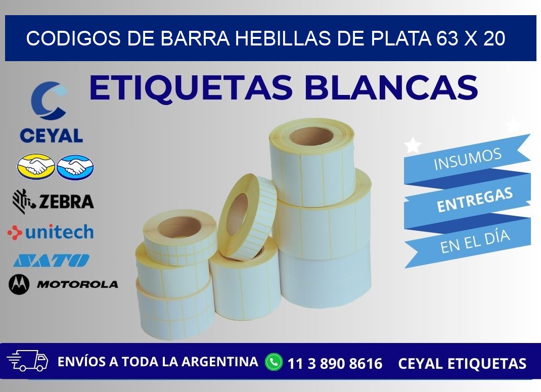 CODIGOS DE BARRA HEBILLAS DE PLATA 63 x 20