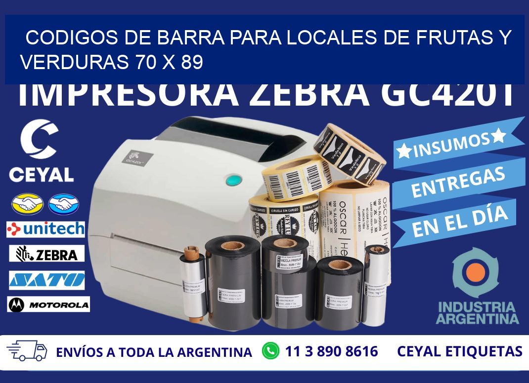 CODIGOS DE BARRA PARA LOCALES DE FRUTAS Y VERDURAS 70 x 89