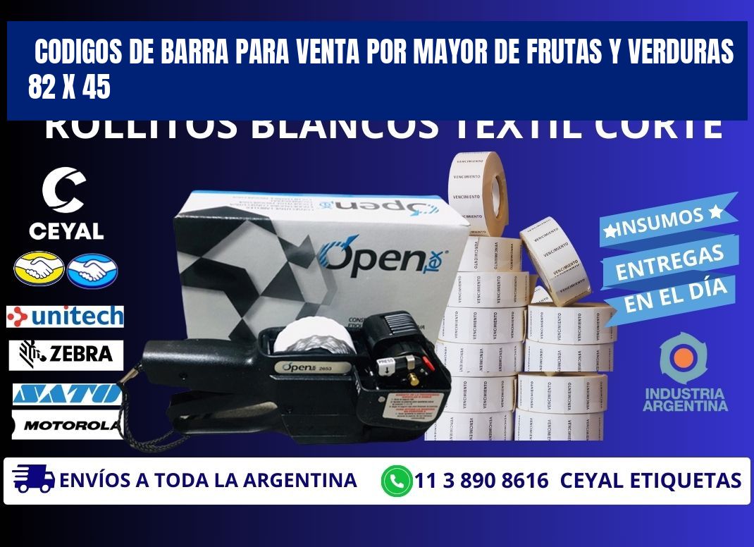 CODIGOS DE BARRA PARA VENTA POR MAYOR DE FRUTAS Y VERDURAS 82 x 45
