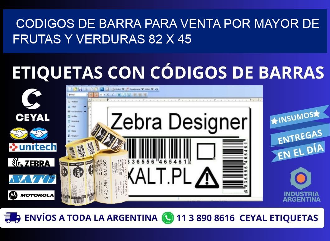 CODIGOS DE BARRA PARA VENTA POR MAYOR DE FRUTAS Y VERDURAS 82 x 45