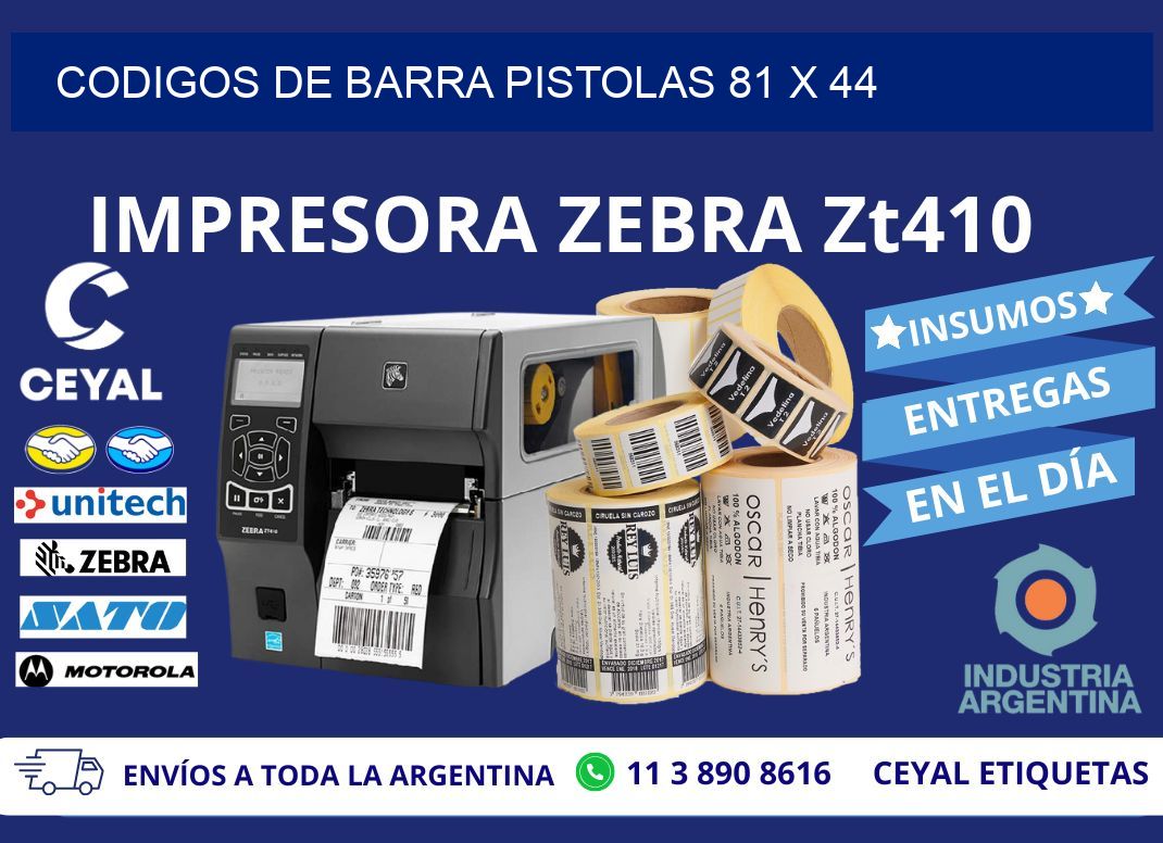 CODIGOS DE BARRA PISTOLAS 81 x 44