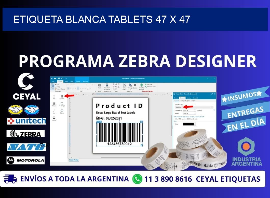 ETIQUETA BLANCA TABLETS 47 x 47