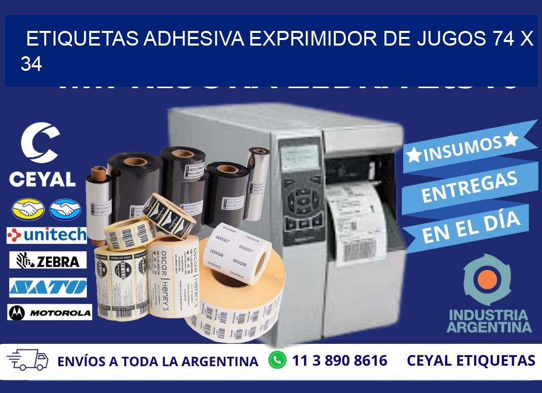 ETIQUETAS ADHESIVA EXPRIMIDOR DE JUGOS 74 x 34