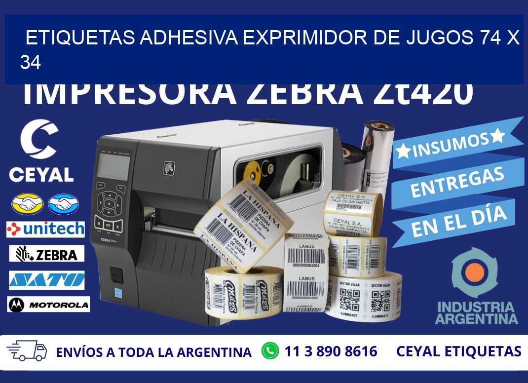 ETIQUETAS ADHESIVA EXPRIMIDOR DE JUGOS 74 x 34