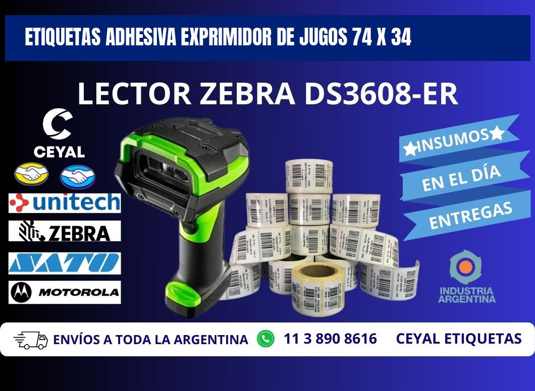 ETIQUETAS ADHESIVA EXPRIMIDOR DE JUGOS 74 x 34