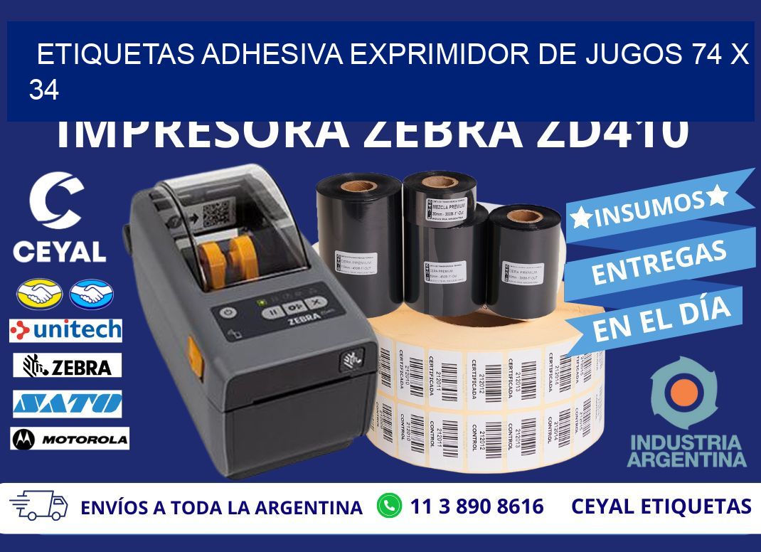 ETIQUETAS ADHESIVA EXPRIMIDOR DE JUGOS 74 x 34