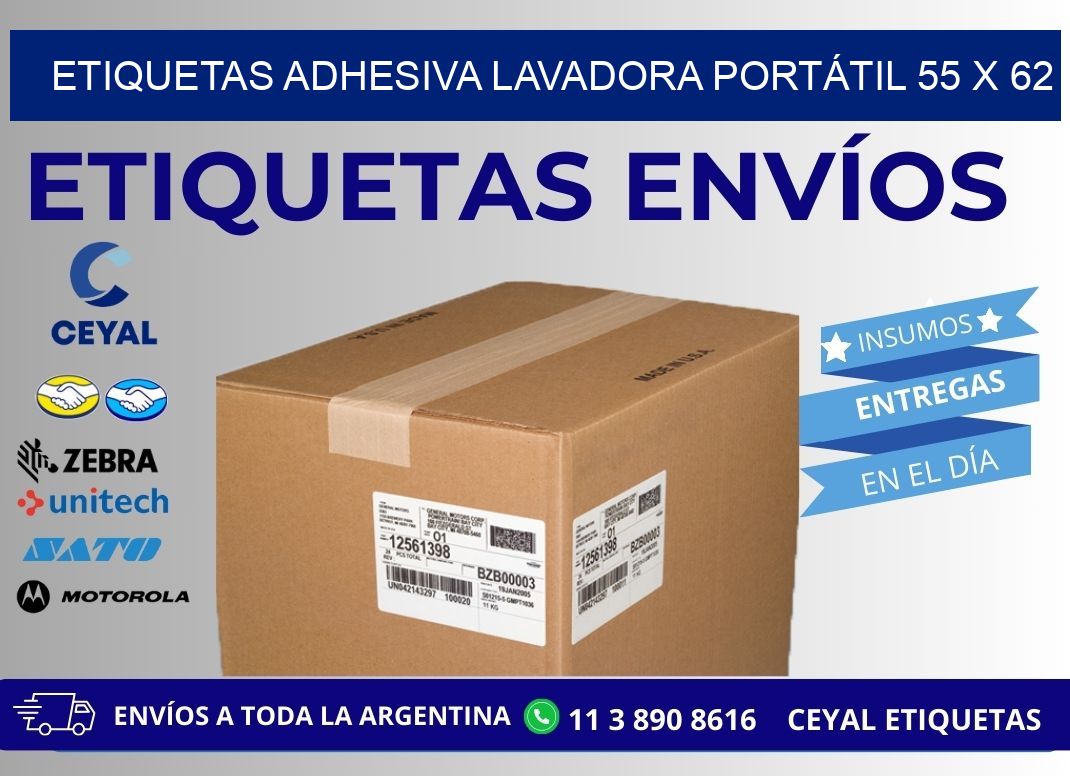 ETIQUETAS ADHESIVA LAVADORA PORTÁTIL 55 x 62