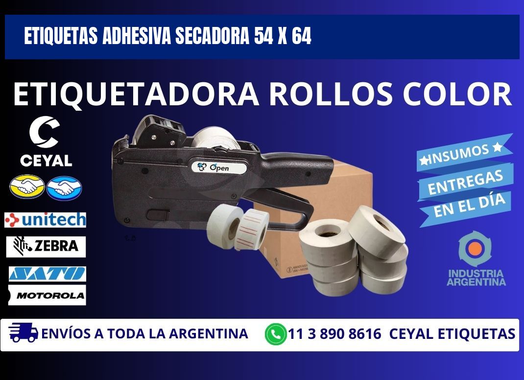 ETIQUETAS ADHESIVA SECADORA 54 x 64