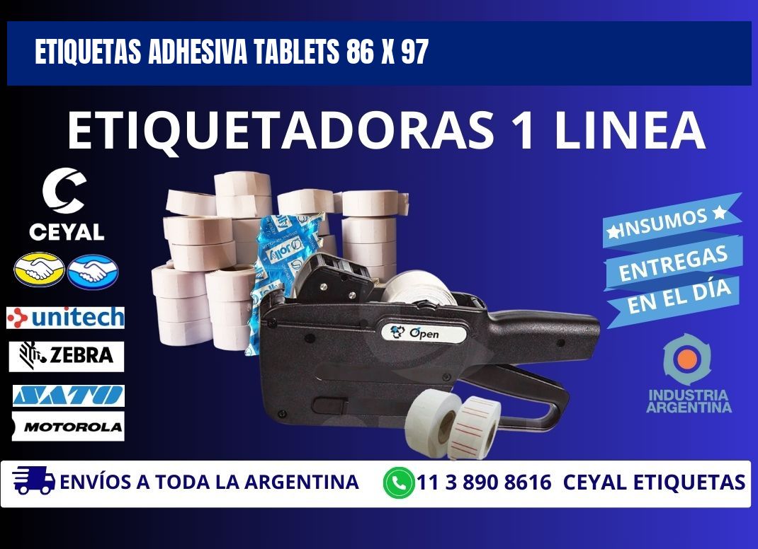 ETIQUETAS ADHESIVA TABLETS 86 x 97