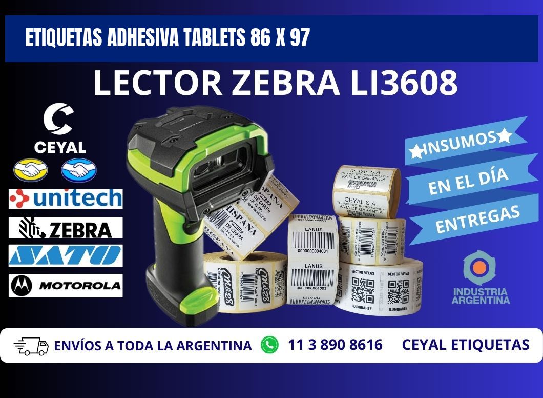 ETIQUETAS ADHESIVA TABLETS 86 x 97