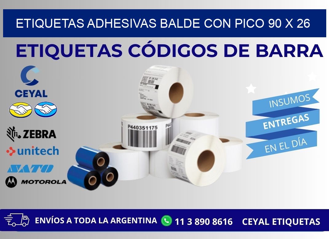 ETIQUETAS ADHESIVAS BALDE CON PICO 90 x 26