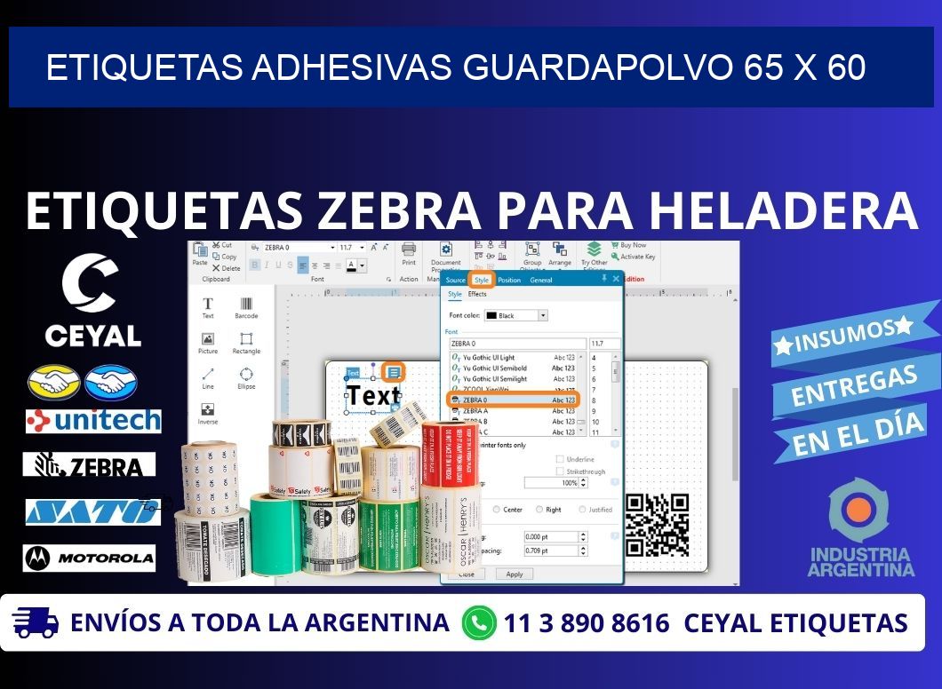 ETIQUETAS ADHESIVAS GUARDAPOLVO 65 x 60