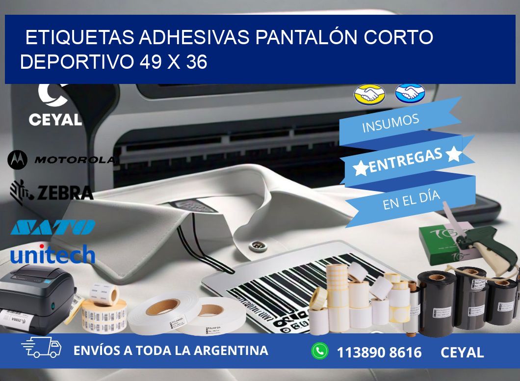 ETIQUETAS ADHESIVAS PANTALÓN CORTO DEPORTIVO 49 x 36