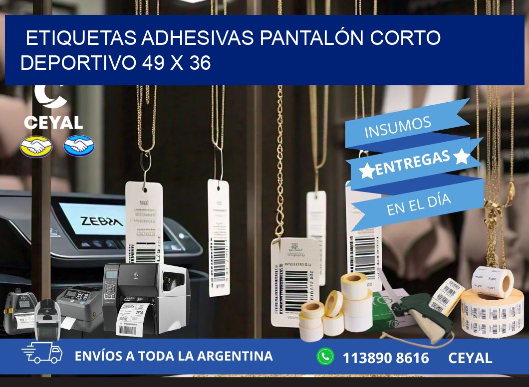 ETIQUETAS ADHESIVAS PANTALÓN CORTO DEPORTIVO 49 x 36