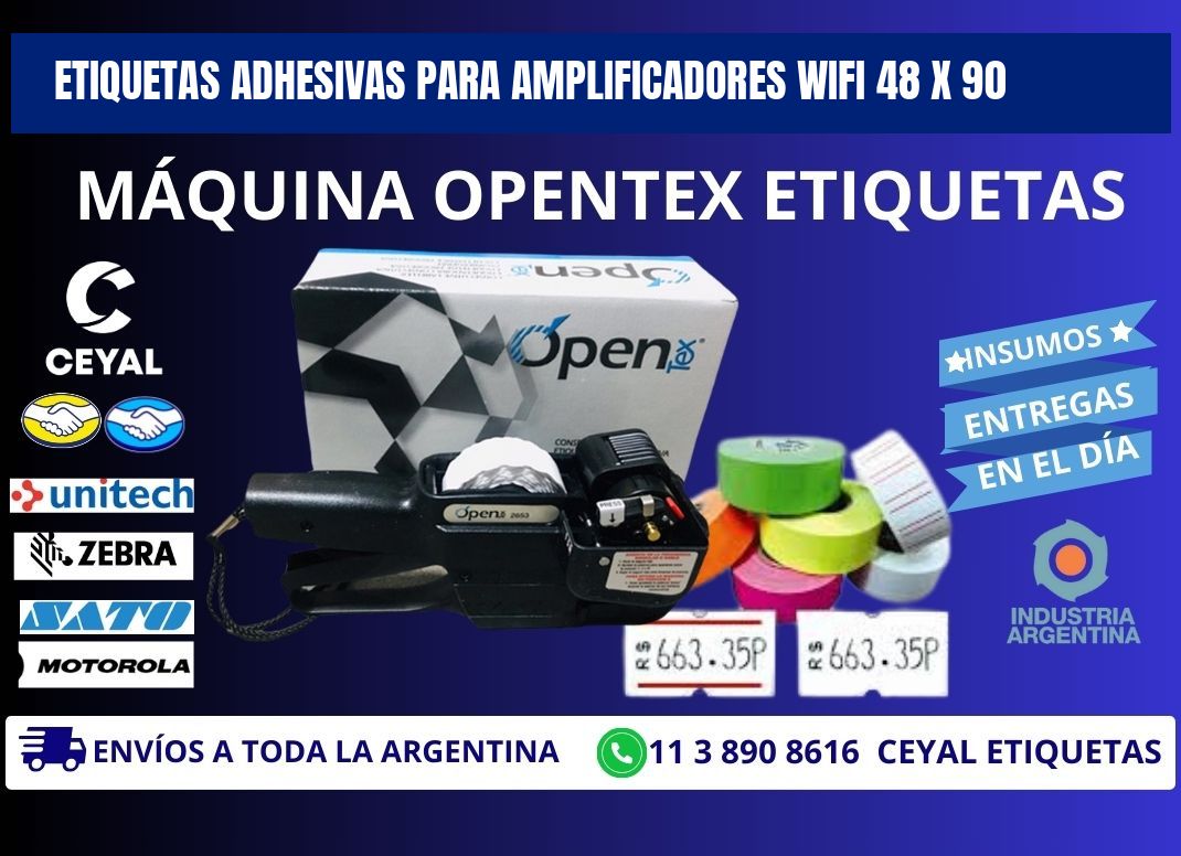 ETIQUETAS ADHESIVAS PARA AMPLIFICADORES WIFI 48 x 90